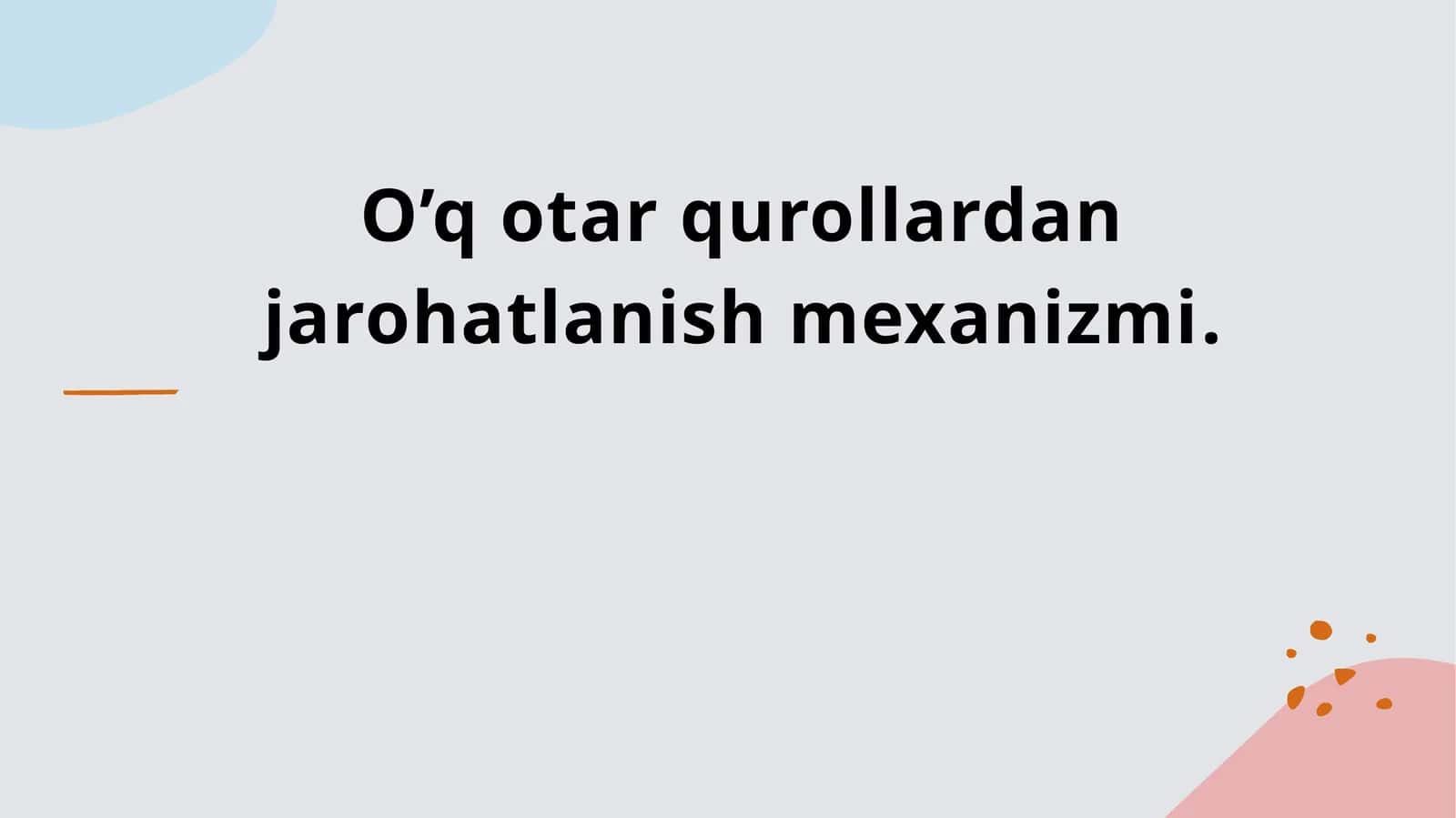 O'qotar qurollardan jarohatlanish mexanizmi 1
