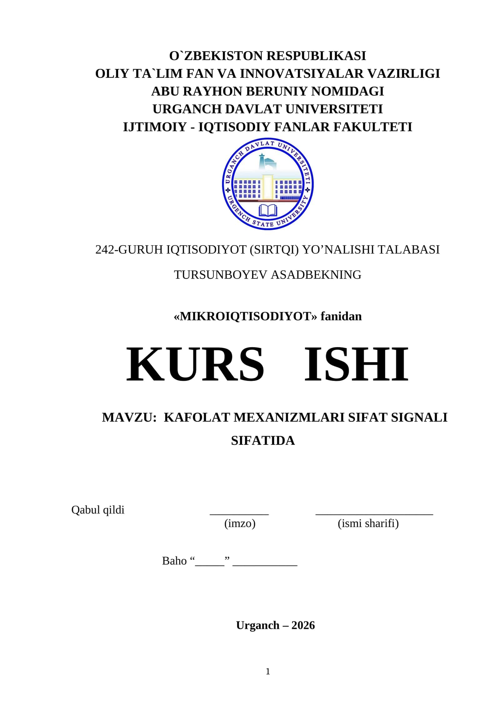 KAFOLAT MEXANIZMLARI SIFAT SIGNALI SIFATIDA 1