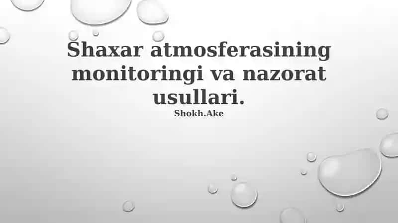 Shahar atmosferasining monitoringi va nazorati