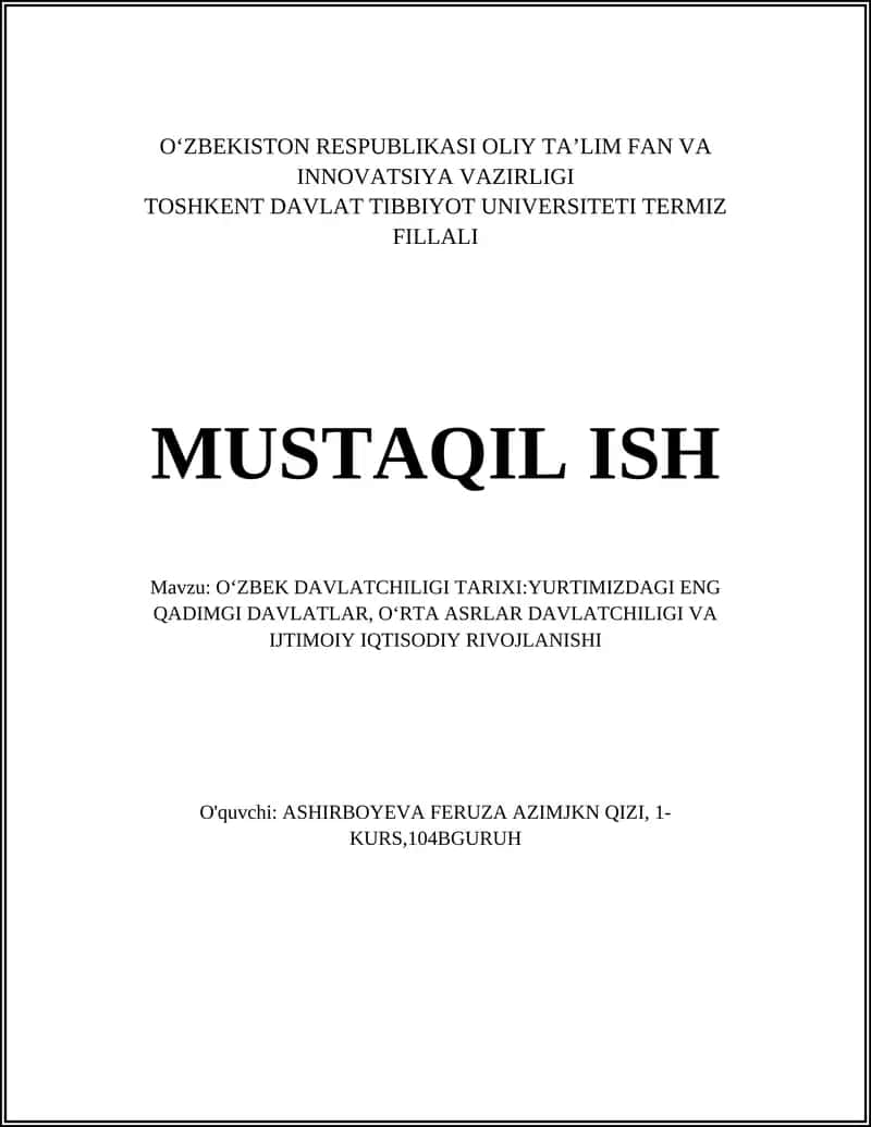 Oʻzbek davlatchligi tarixi 1