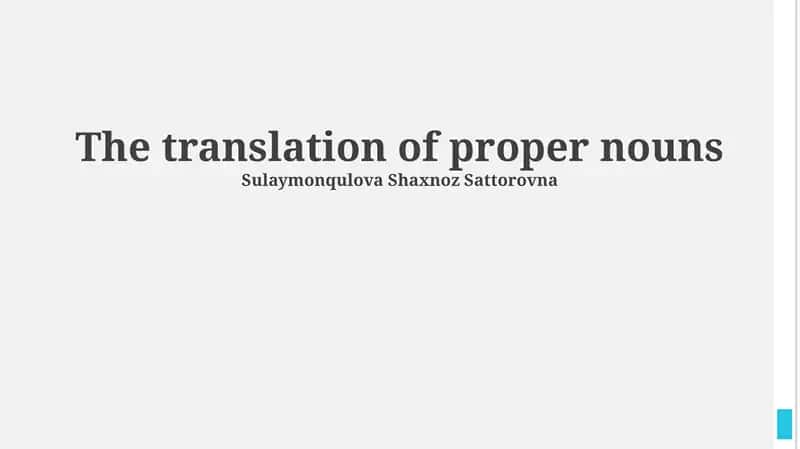 Challenges in Translating Proper Nouns 1