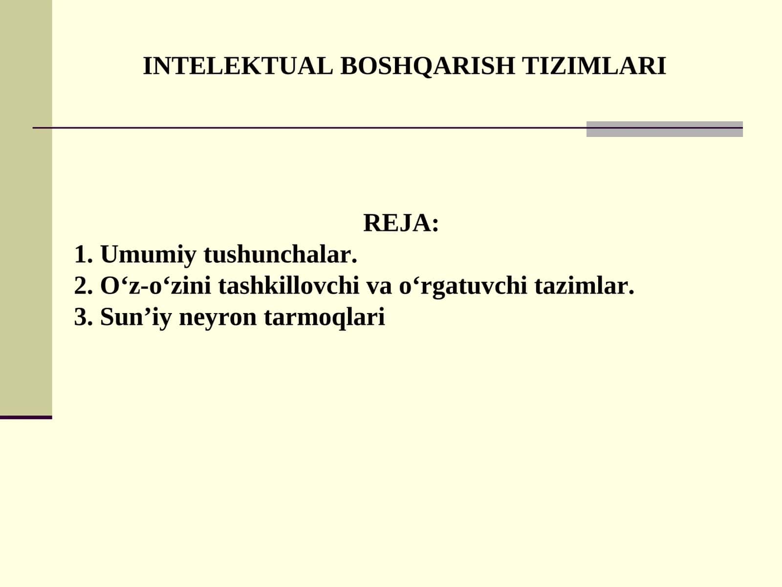 INTELEKTUAL BOSHQARISH TIZIMLARI 1