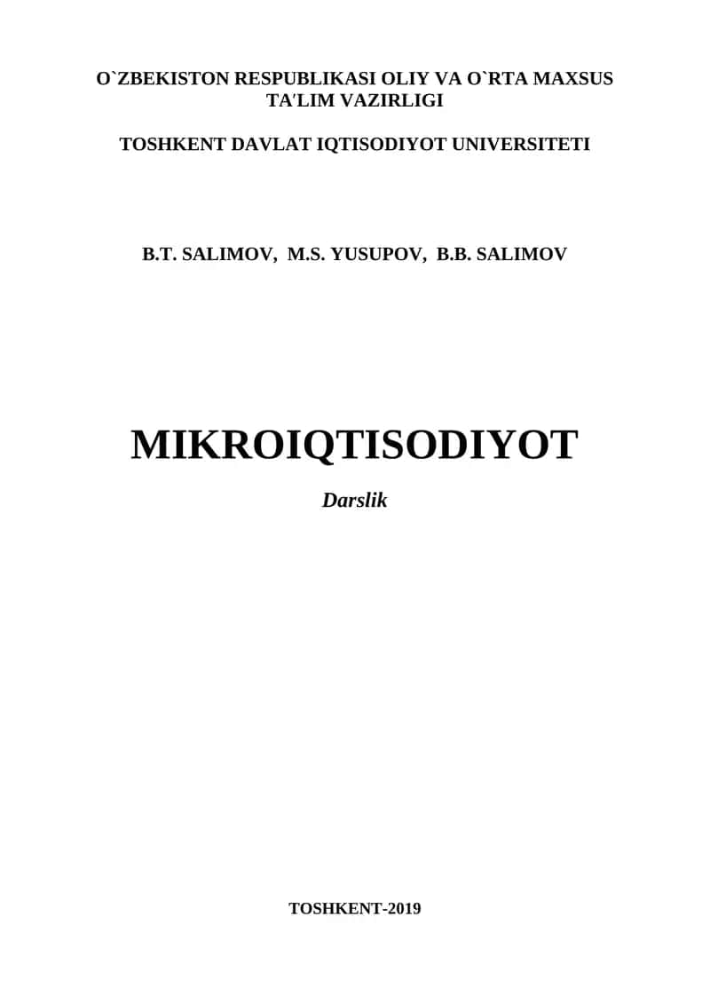 Mikroiqtisodiyot 1