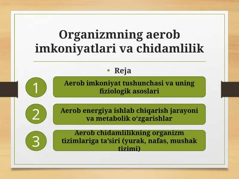 Organizmning aerob imkoniyatlari va chidamlilik 1