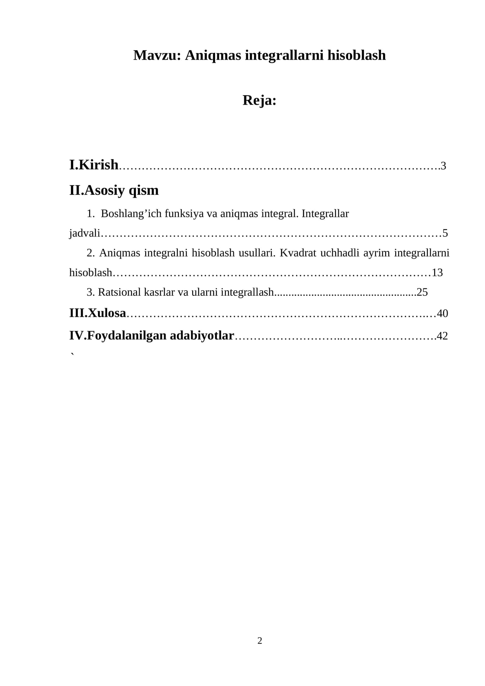 Aniqmas integrallarni hisoblash 1