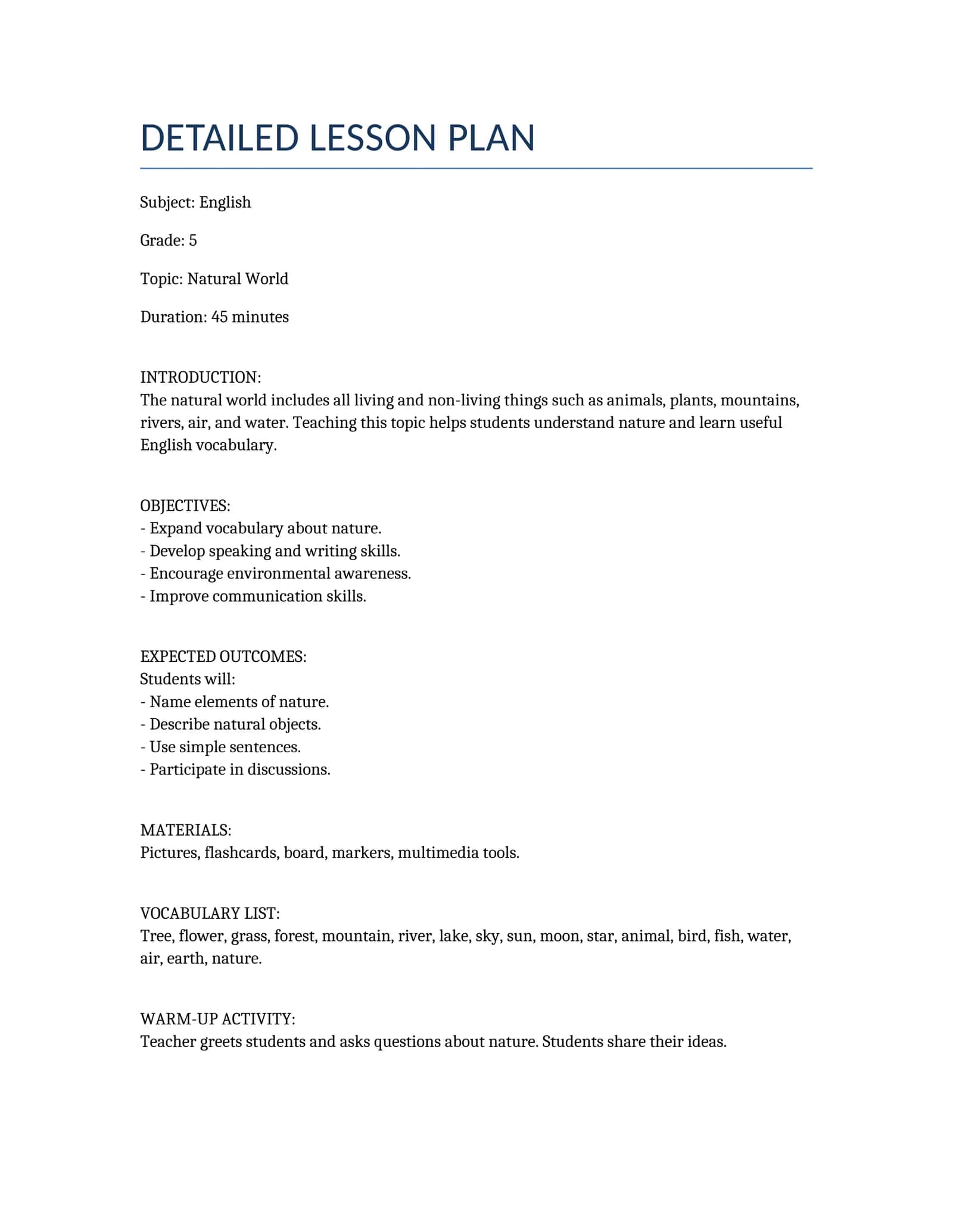 DETAILED LESSON PLAN 1