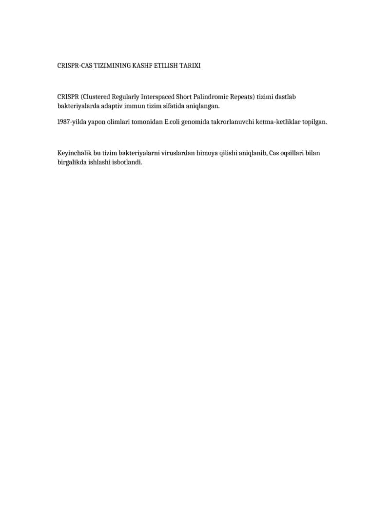 CRISPR-CAS TIZIMINING KASHF ETILISH TARIXI 1