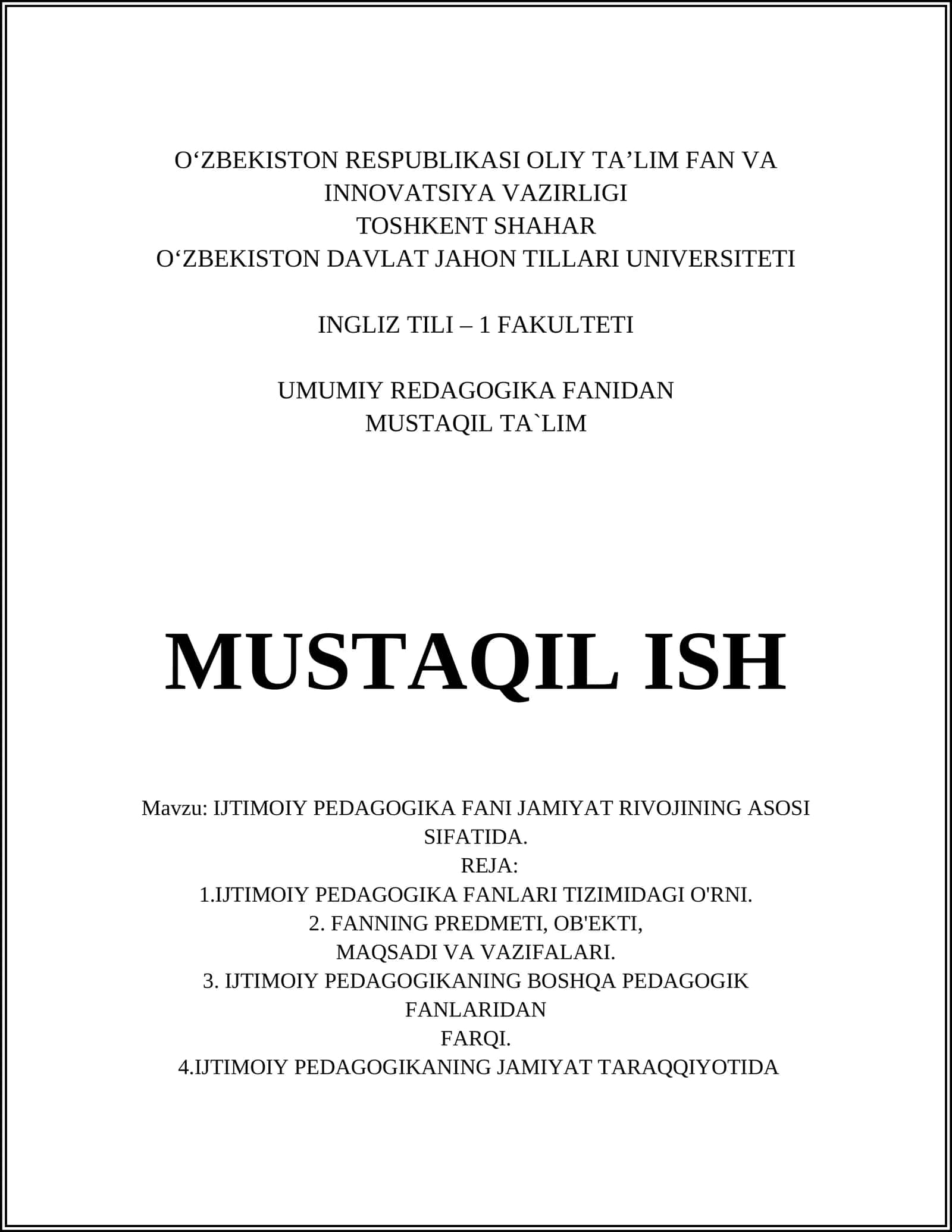 IJTIMOIY PEDAGOGIKA FANI JAMIYAT RIVOJINING ASOSI SIFATIDA 1