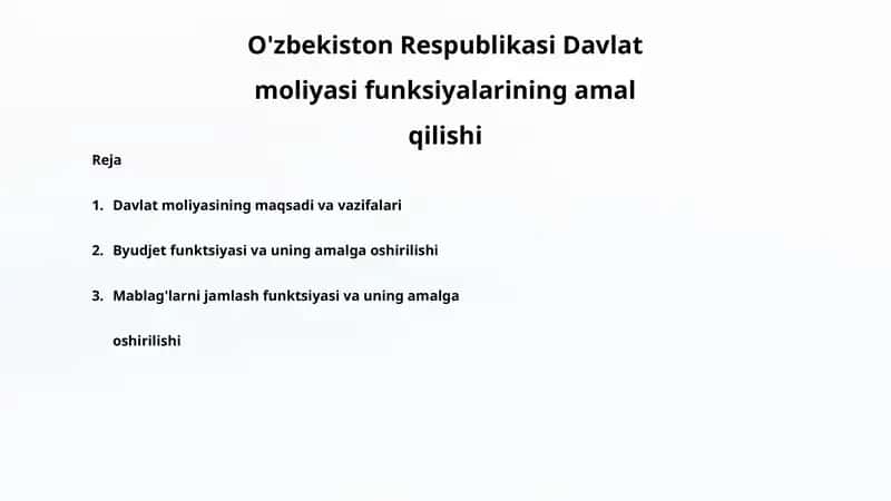 Davlat moliyasi va uning amaldagi funksiyalari 1