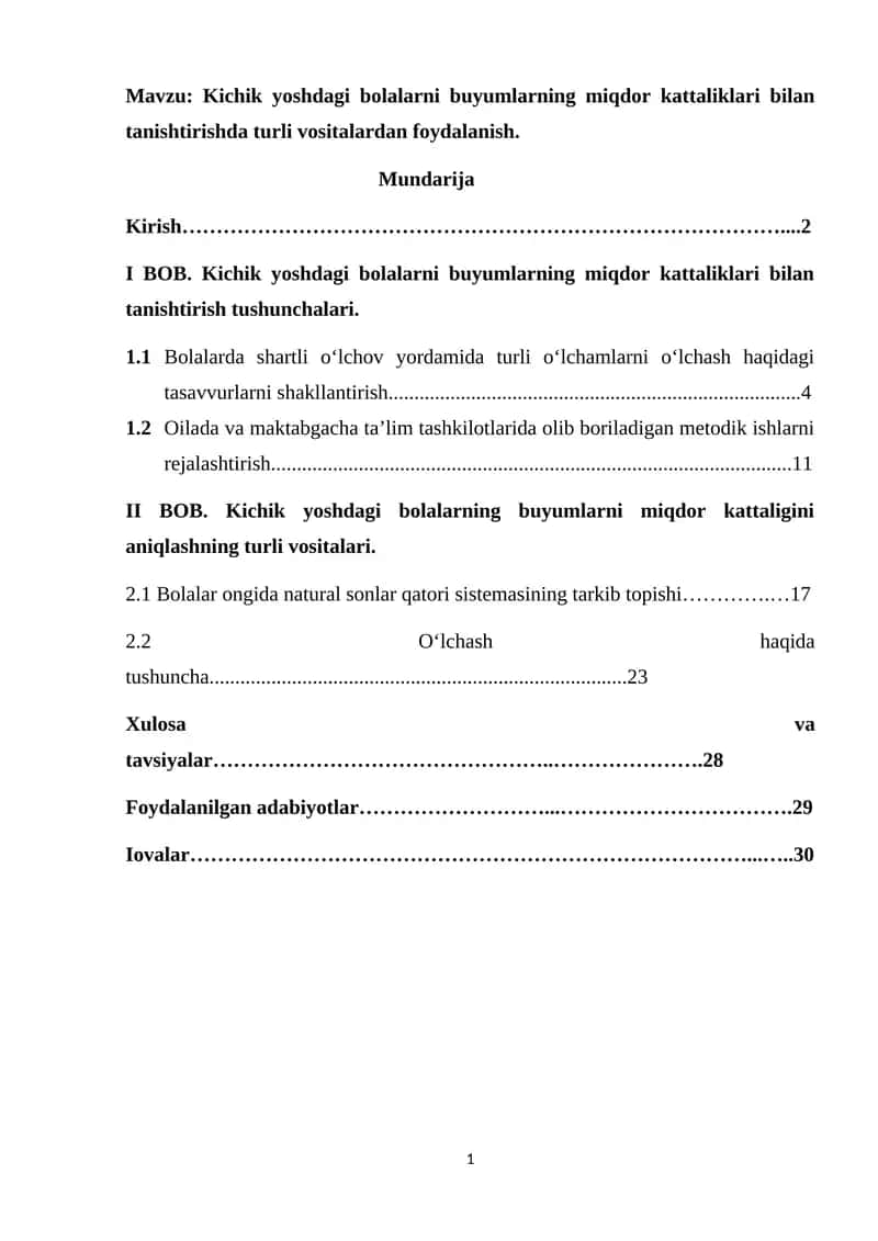 Kichik yoshdagi bolalarni buyumlarning miqdor kattaliklari bilan tanishtirishda turli vositalardan foydalanish 1