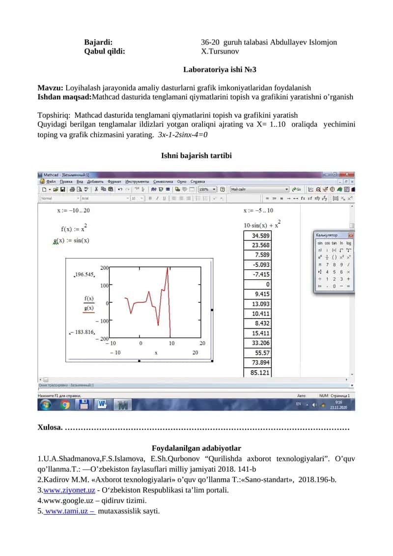 Loyihalash jarayonida amaliy dasturlarni grafik imkoniyatlaridan foydalanish 1