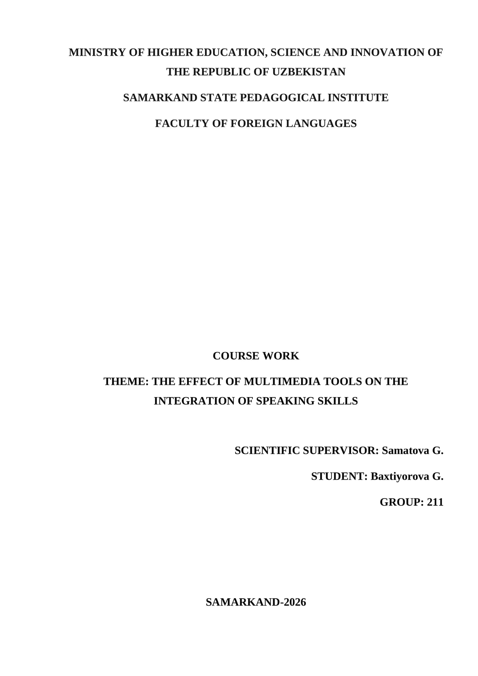 THE EFFECT OF MULTIMEDIA TOOLS ON THE INTEGRATION OF SPEAKING SKILLS 1