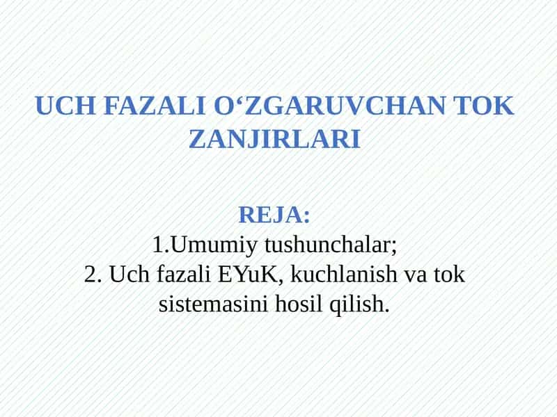UCH FAZALIO‘ZGARUVCHANTOKZANJIRLARIREJA 1