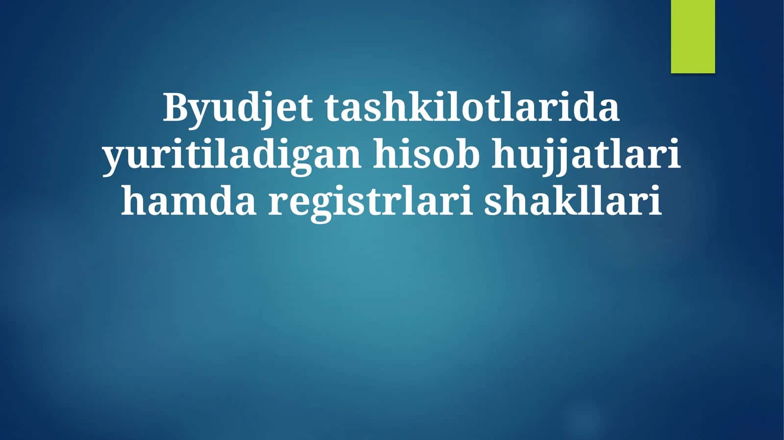 Byudjet tashkilotlarida yuritiladigan hisob hujjatlari hamda registrlari shakllari 1