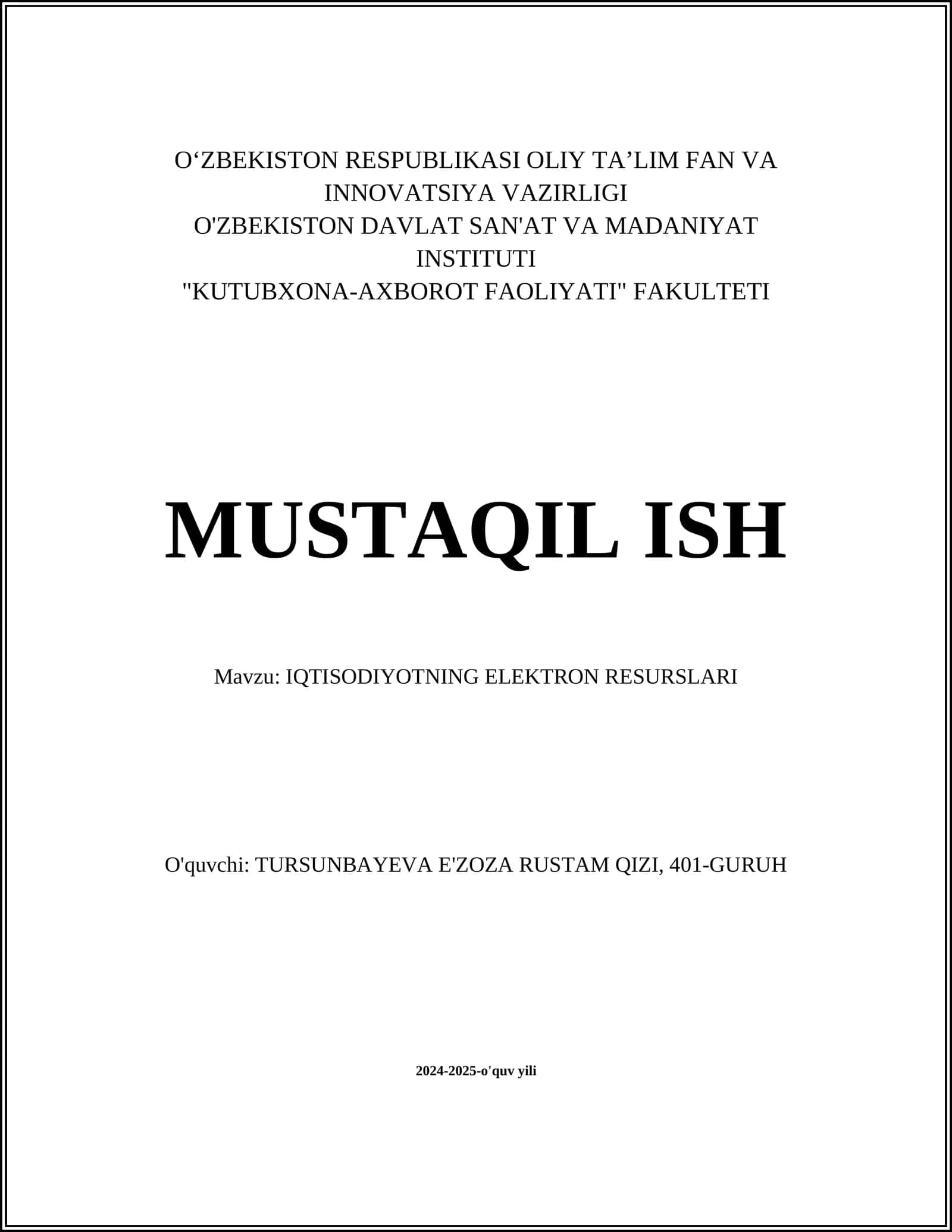 IQTISODIYOTNING ELEKTRON RESURSLARI 1