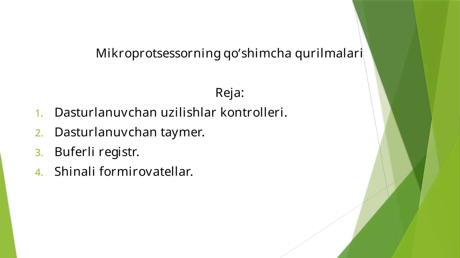 Mikroprotsessorning qo‘shimcha qurilmalari 1
