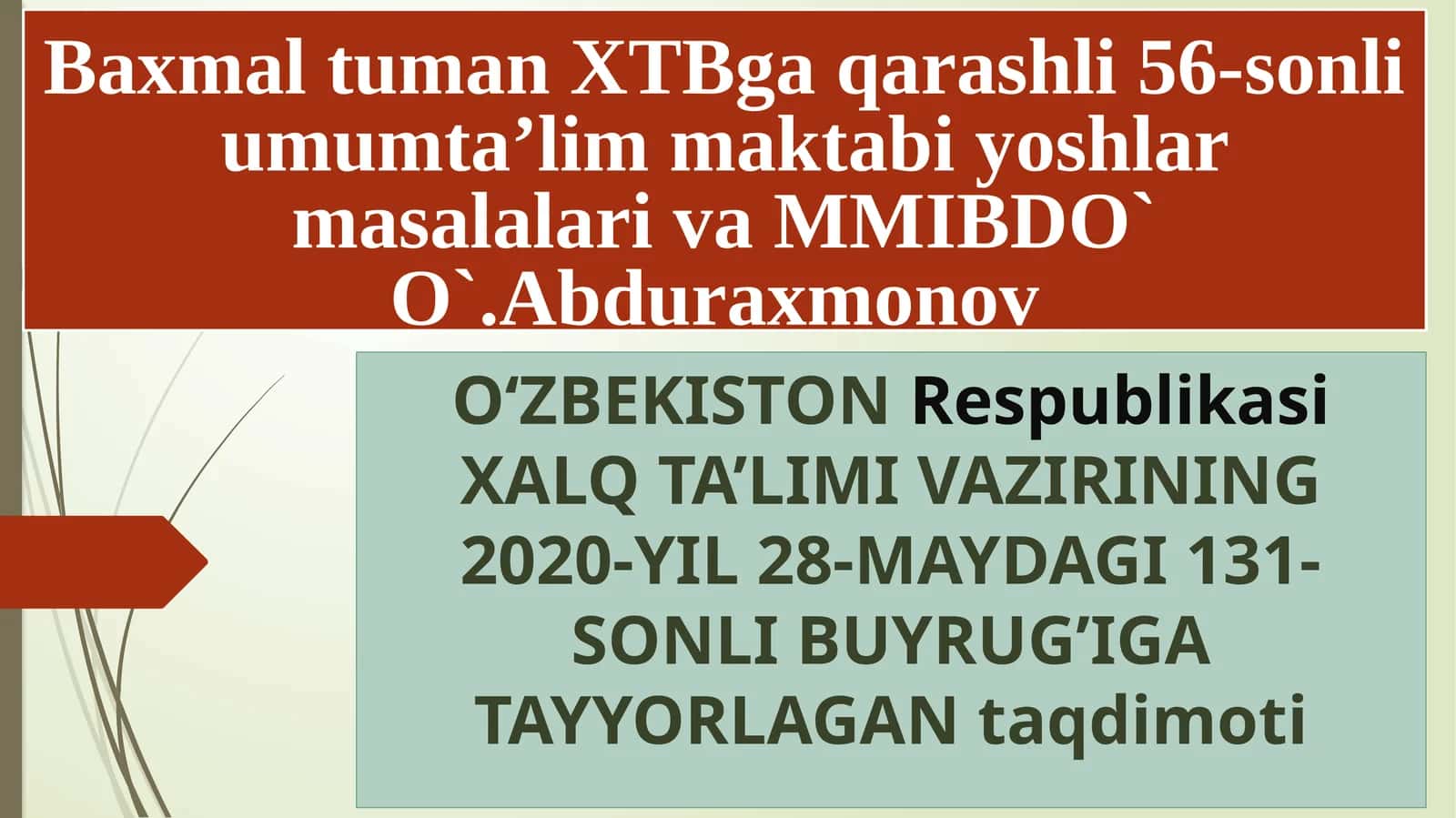 Umumiy o‘rta ta’lim muassasasining ichki tartib va odob-axloq qoidalari 1