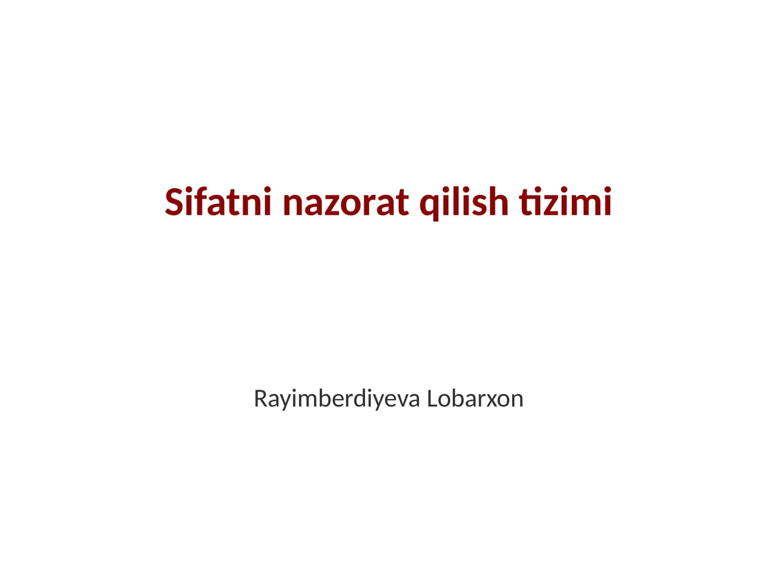 Sifatni nazorat qilish tizimi 1