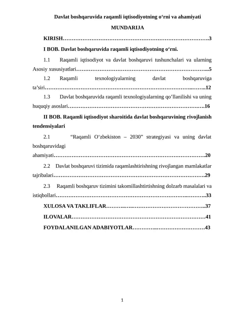 Davlat boshqaruvida raqamli iqtisodiyotning o‘rni va ahamiyati 1