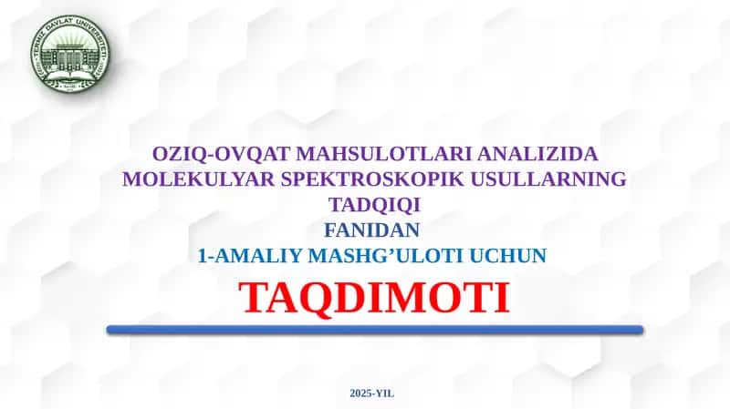 Asosiy xromofor guruhlarining yutilish jadvallari. Jadvallardan foydalanib ma’lum tuzilishli organik moddalarning UB spektrining taxlili 1