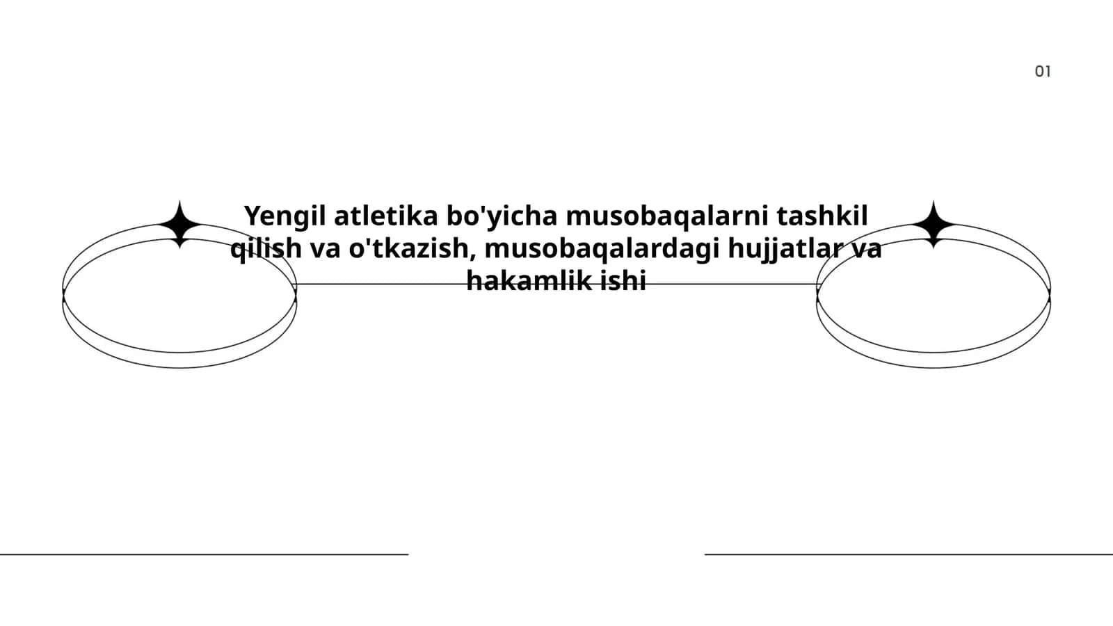 Yengil atletika musobaqalarni tashkil qilish va o'tkazish, musobaqalardagi hujjatlar va hakamlik ishi 1