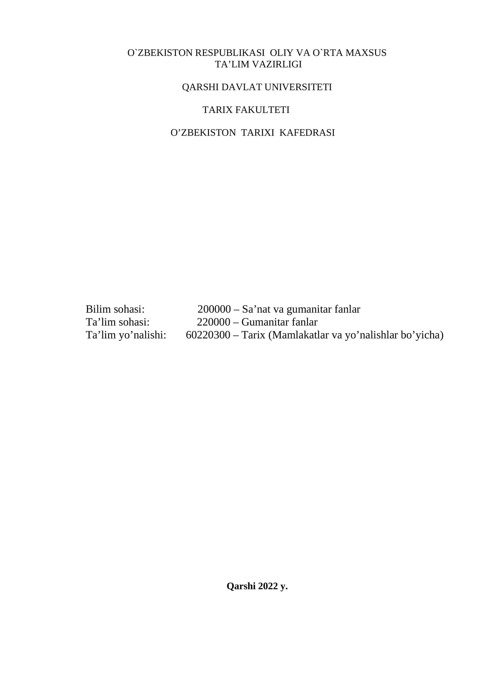 Tarixiy geografiya fanining o`quv dasturi 1