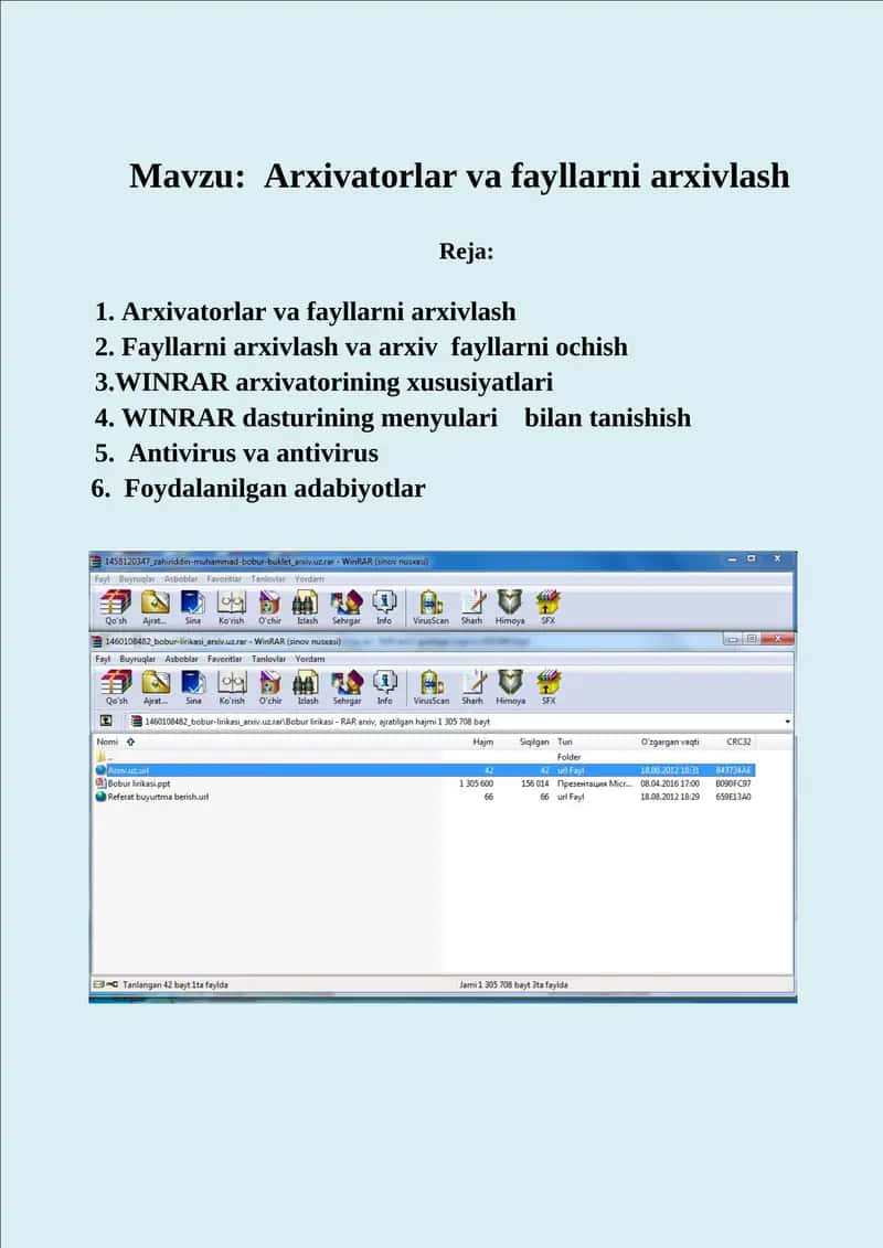 Arxivatorlar va fayllarni arxivlash 1