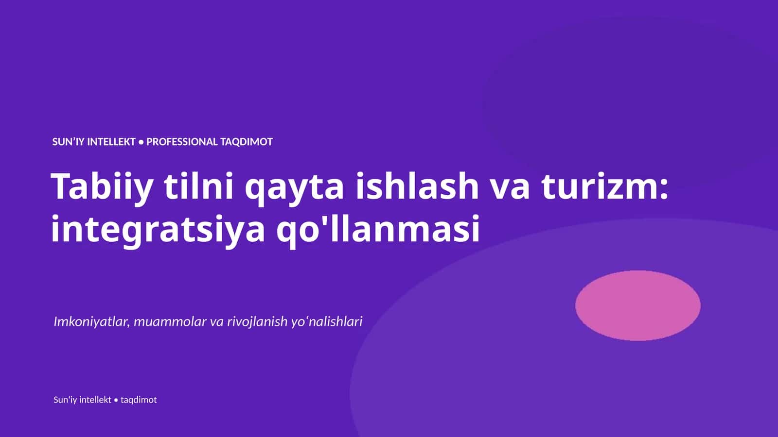 Tabiiy tilni qayta ishlash va turizm: integratsiya qo'llanmasi 1