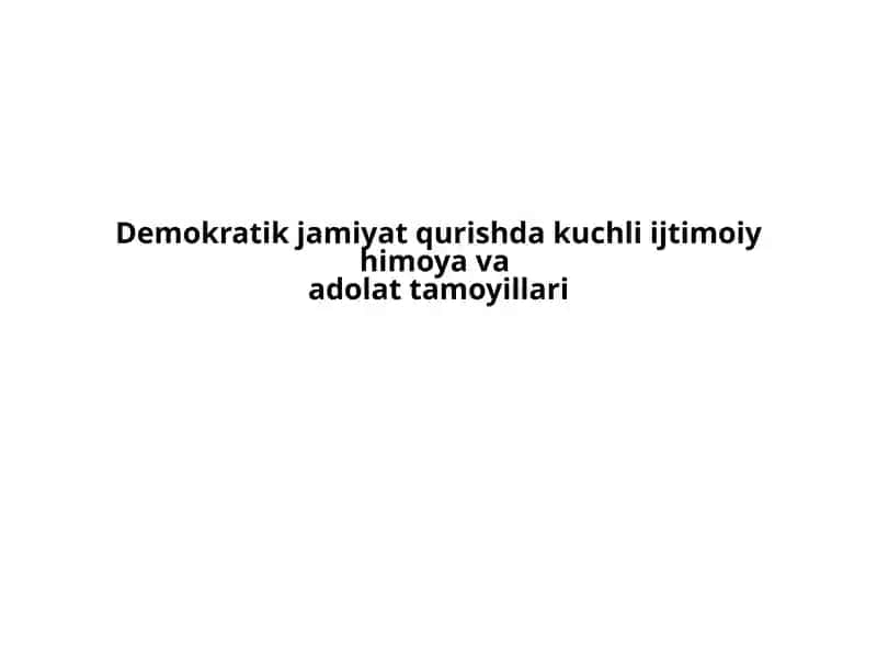 Demokratik jamiyat qurishda kuchli ijtimoiy himoya vaadolat tamoyillari