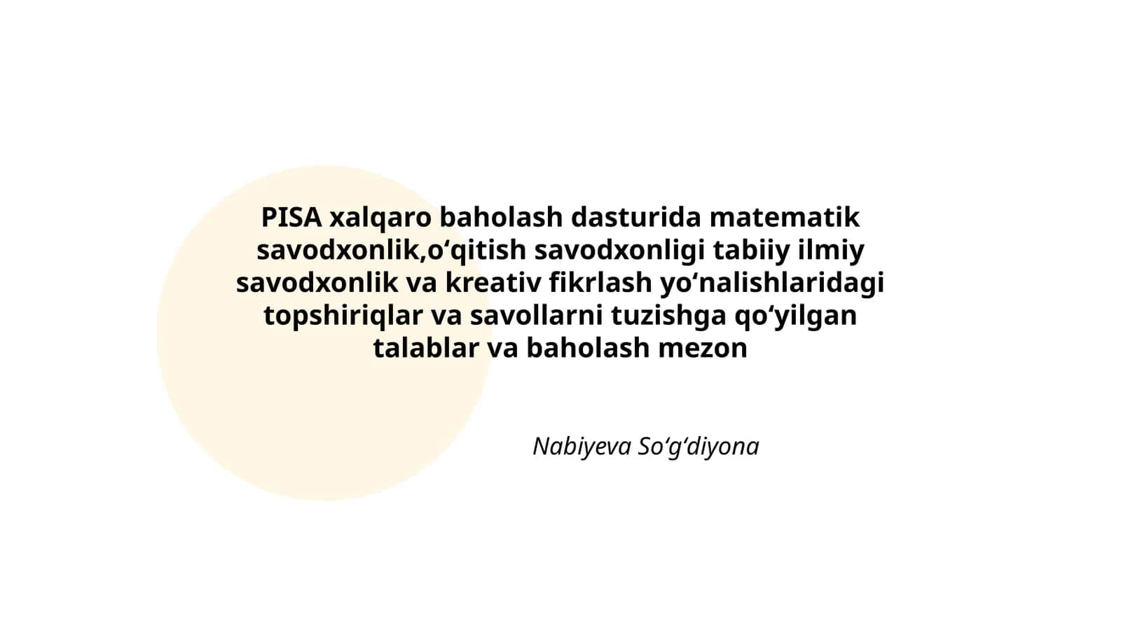PISA xalqaro baholash dasturi 1