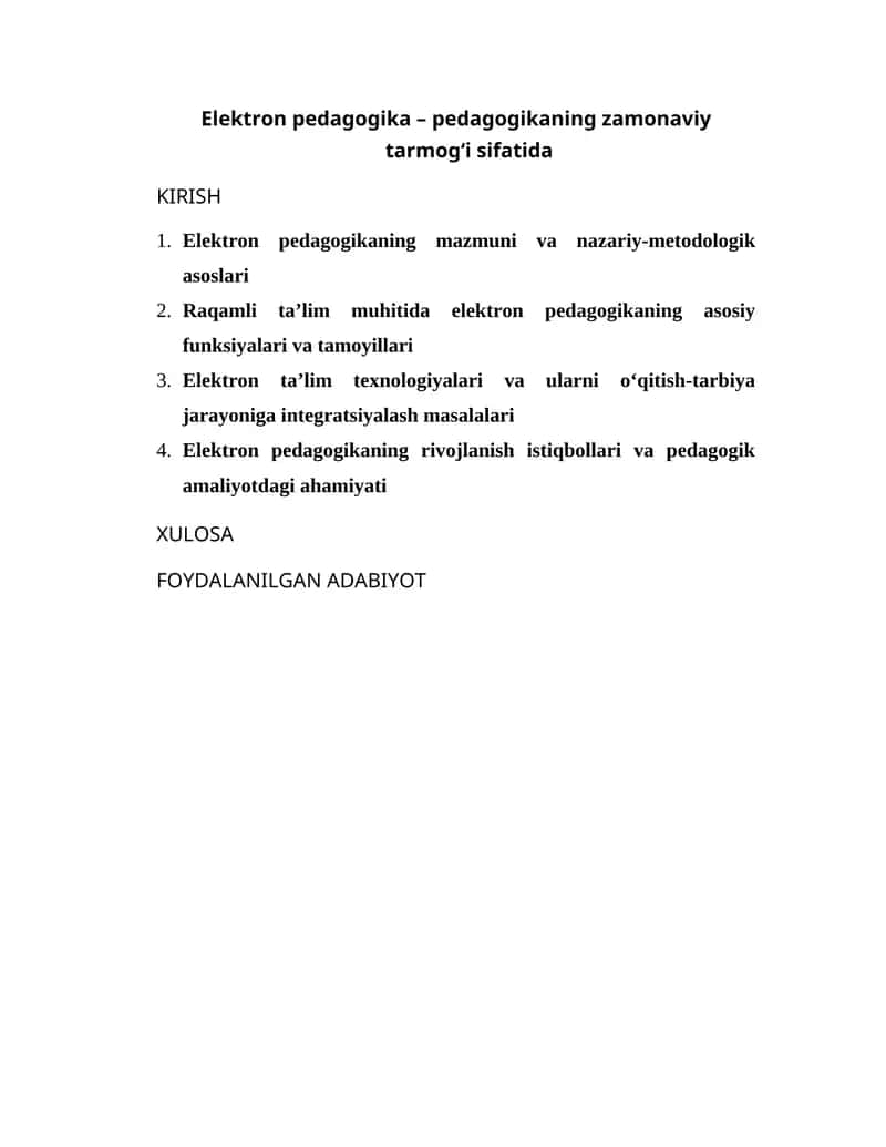 Elektron pedagogika – pedagogikaning zamonaviy tarmog‘i sifatida 1