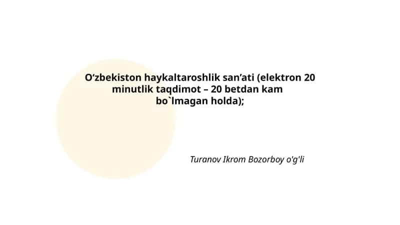 O‘zbekiston haykaltaroshlik san’ati 1