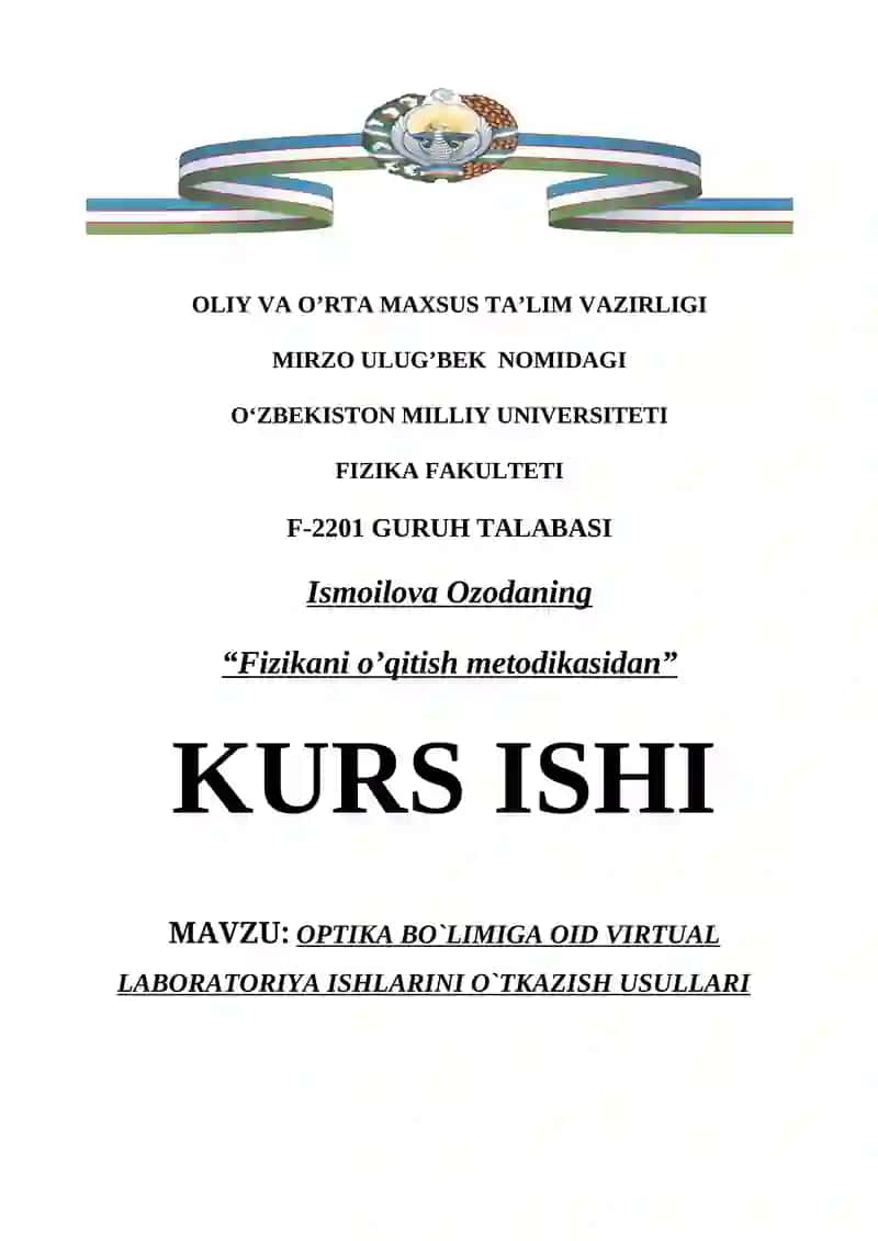 Fizikani o’qitish metodikasidan