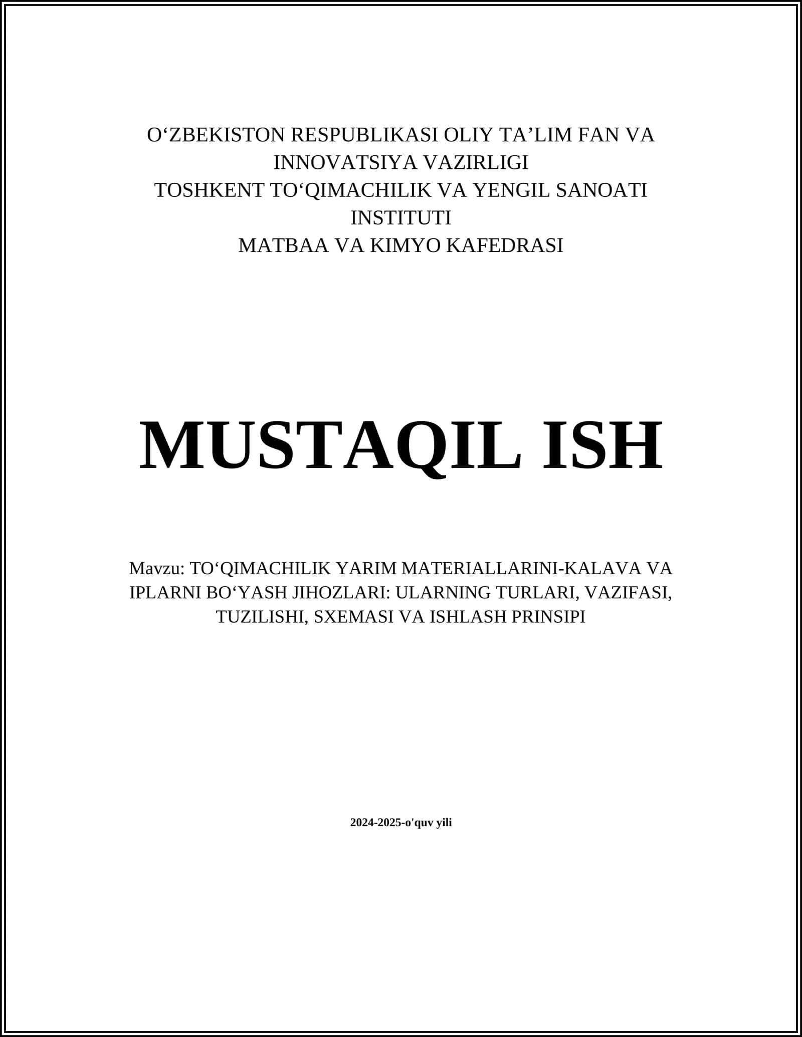 TOʻQIMACHILIK YARIM MATERIALLARINI-KALAVA VA IPLARNI BOʻYASH JIHOZLARI 1