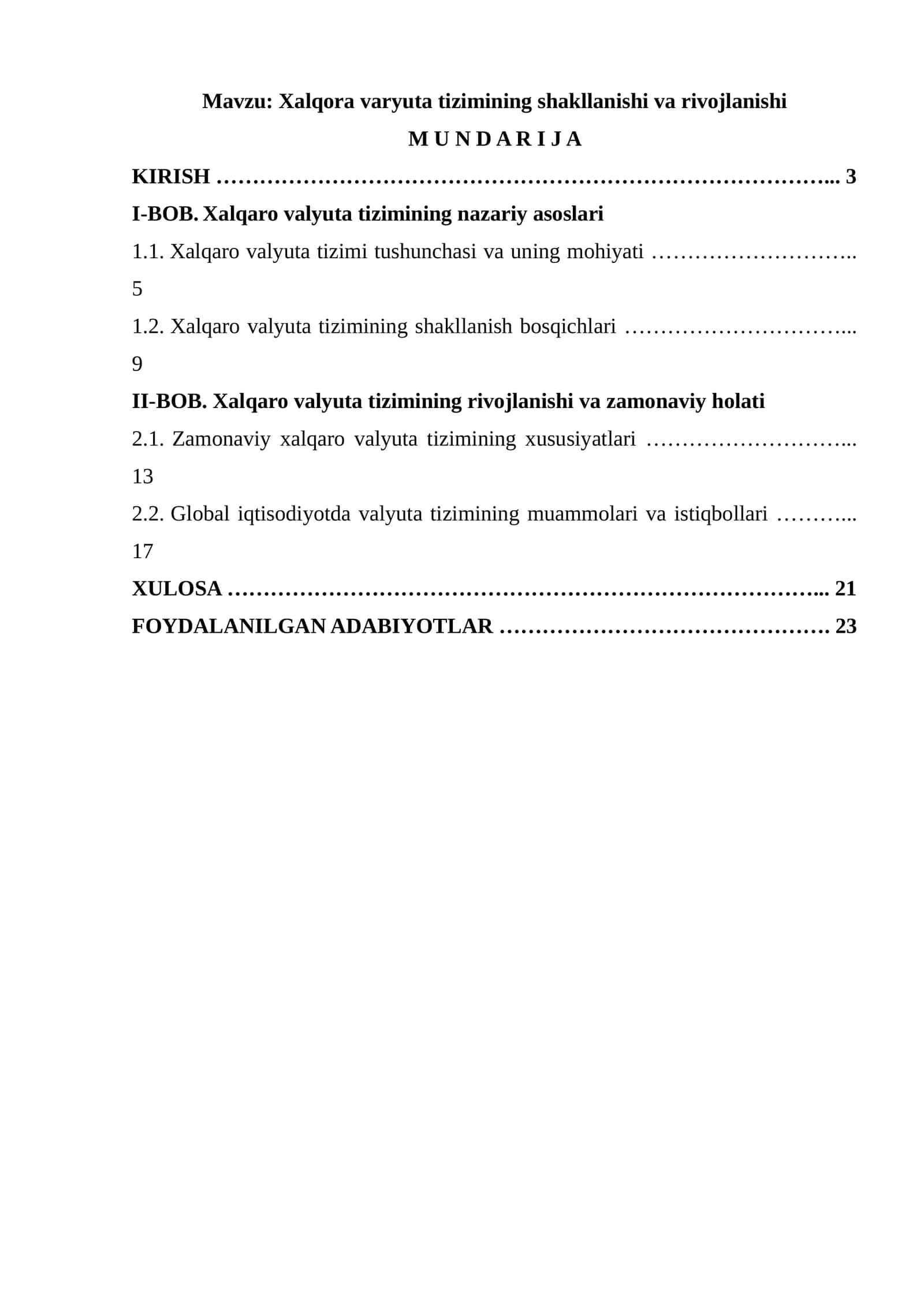 Xalqora varyuta tizimining shakllanishi va rivojlanishi 1