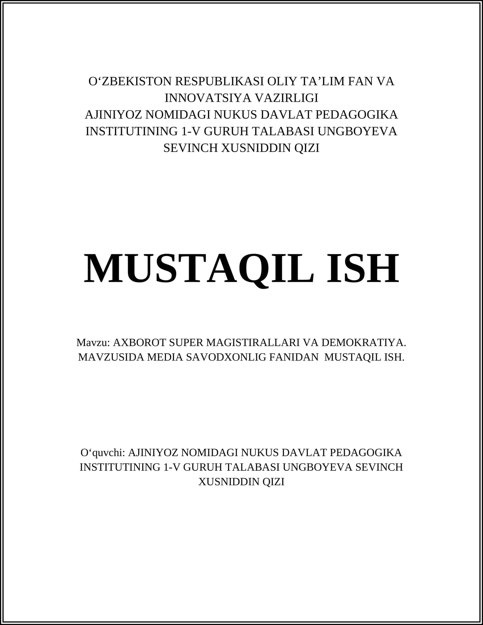 AXBOROT SUPER MAGISTIRALLARI VA DEMOKRATIYA 1
