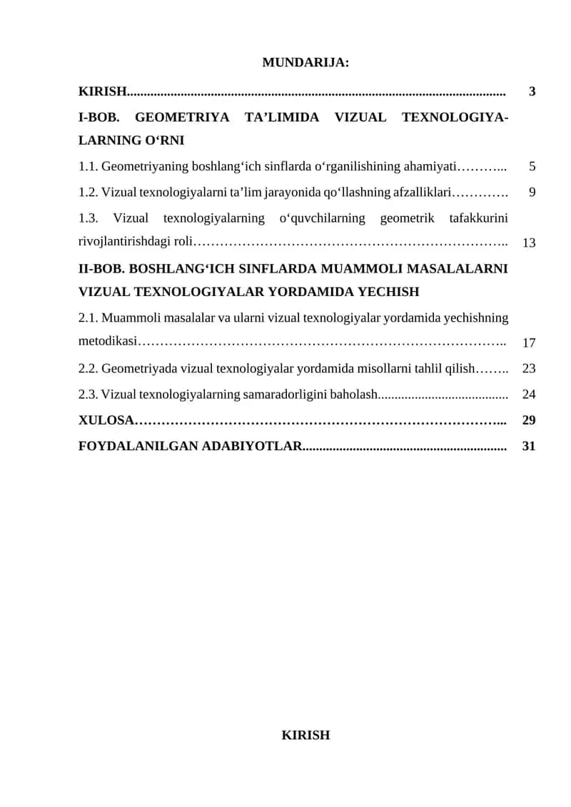 Geometriya fanining boshlang‘ich sinflatlarida vizual texnologiyalar yordamida muammolarni yechish 1