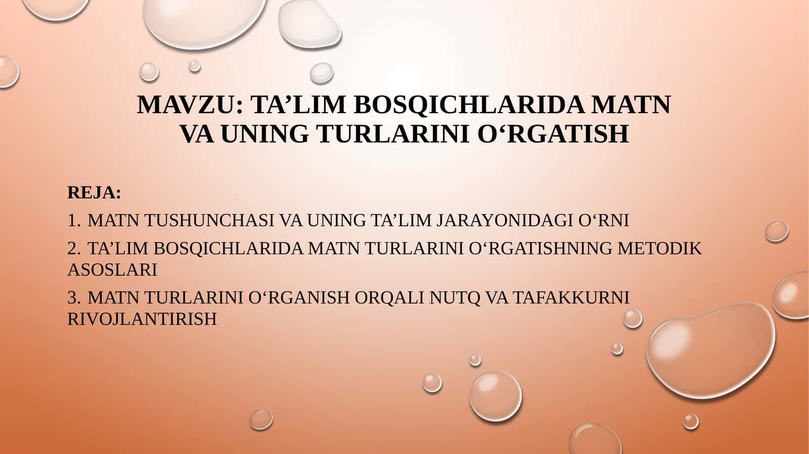 Matn va ta’lim bosqichlarida matn va uning turini o‘rgatish 1