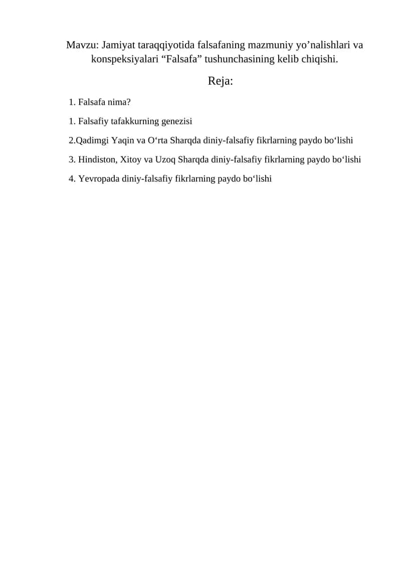 falsafa tushunchasining kelib chiqishi 1
