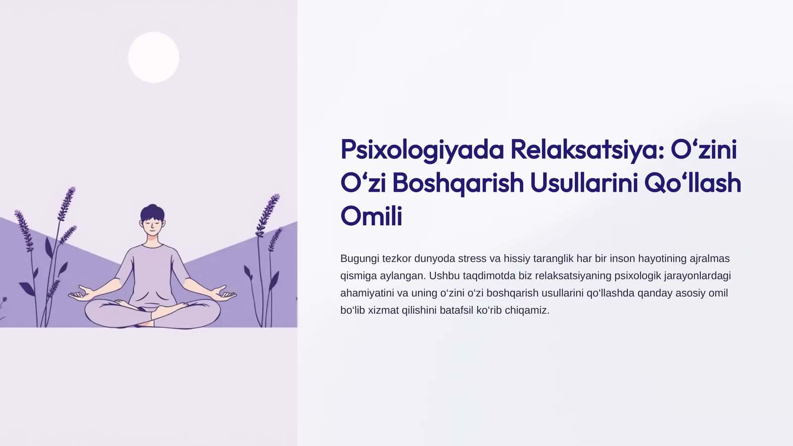Psixologiyada Relaksatsiya O‘zini O‘zi Boshqarish Usullarini Qo‘llash Omili 1