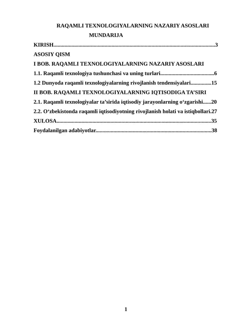 RAQAMLI TEXNOLOGIYALARNING NAZARIY ASOSLARI 1