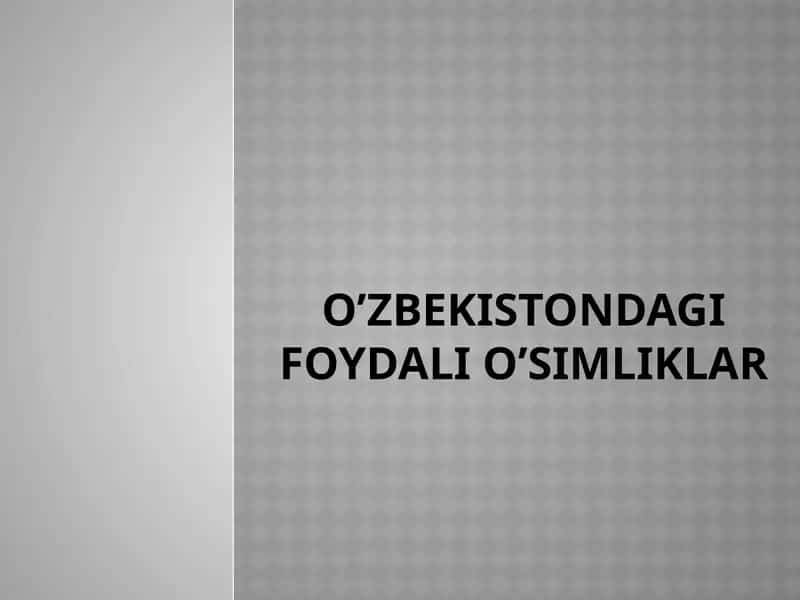 Oʻzbekistondagi foydali o’simliklar 1