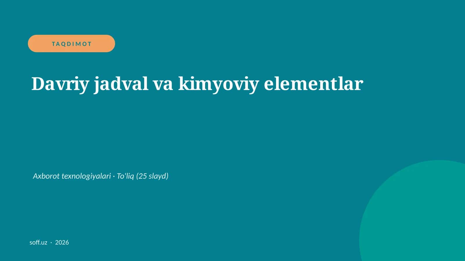Davriy jadval va kimyoviy elementlar 1