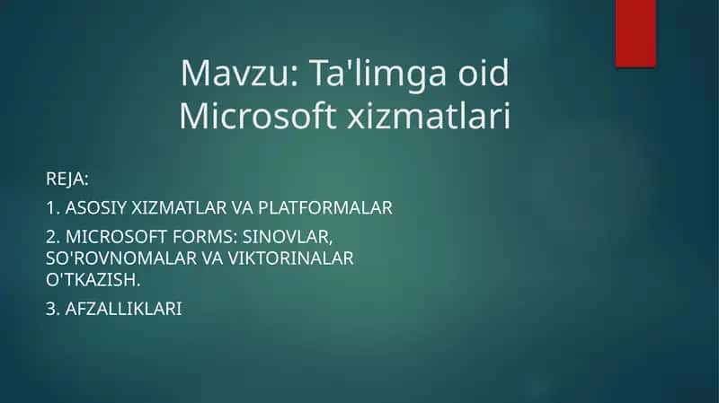 Microsoft xizmatlari 1