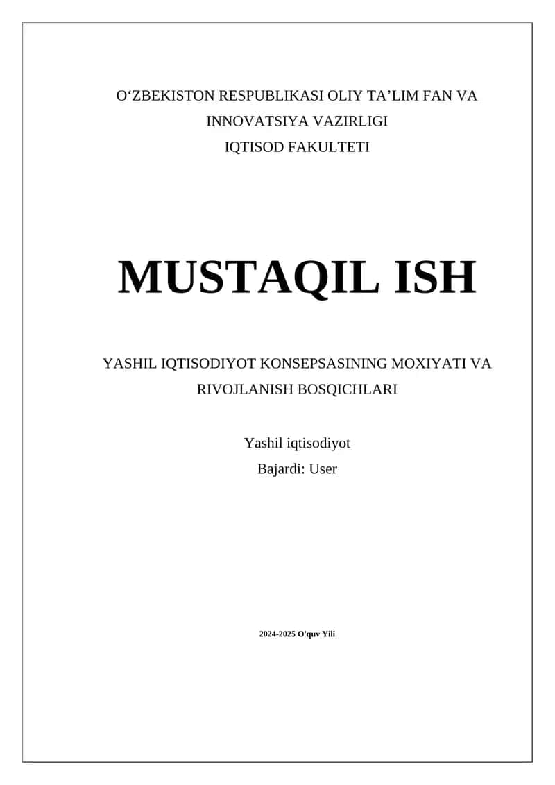 Yashil iqtisodiyotning tarixiy rivojlanishi 1