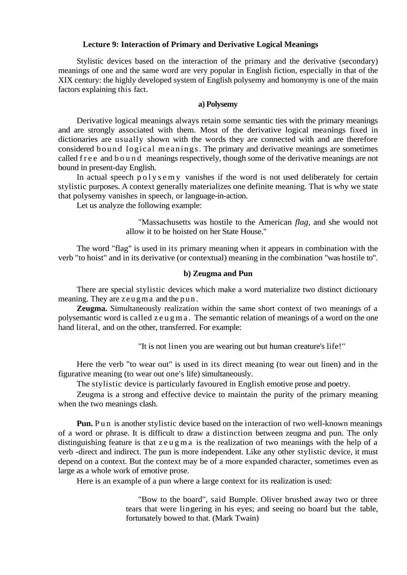 Interaction of Primary and Derivative Logical Meanings 1