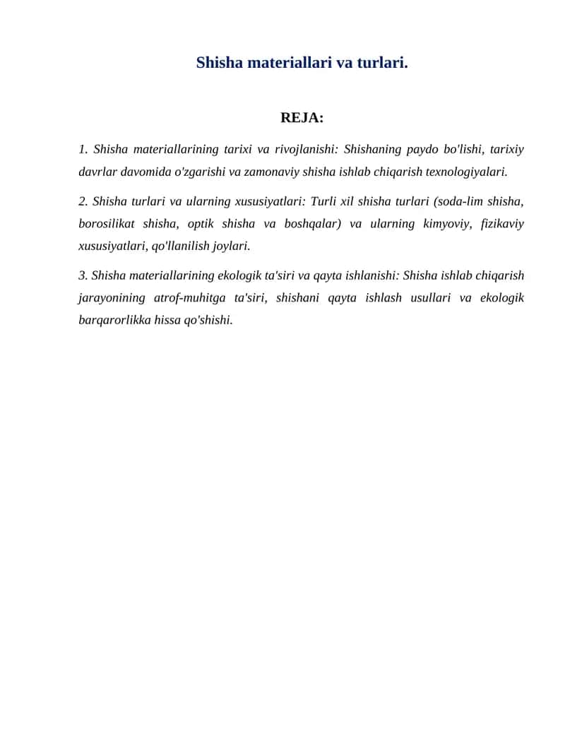 Shisha materiallari va turlari. 1