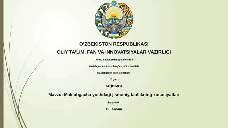 Maktabgacha yoshdagi jismoniy faollikning xususiyatlari 1