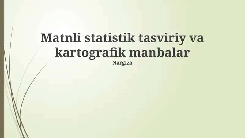 Ta'rifiy Statistik Matnli va Kartografik Manbalar 1