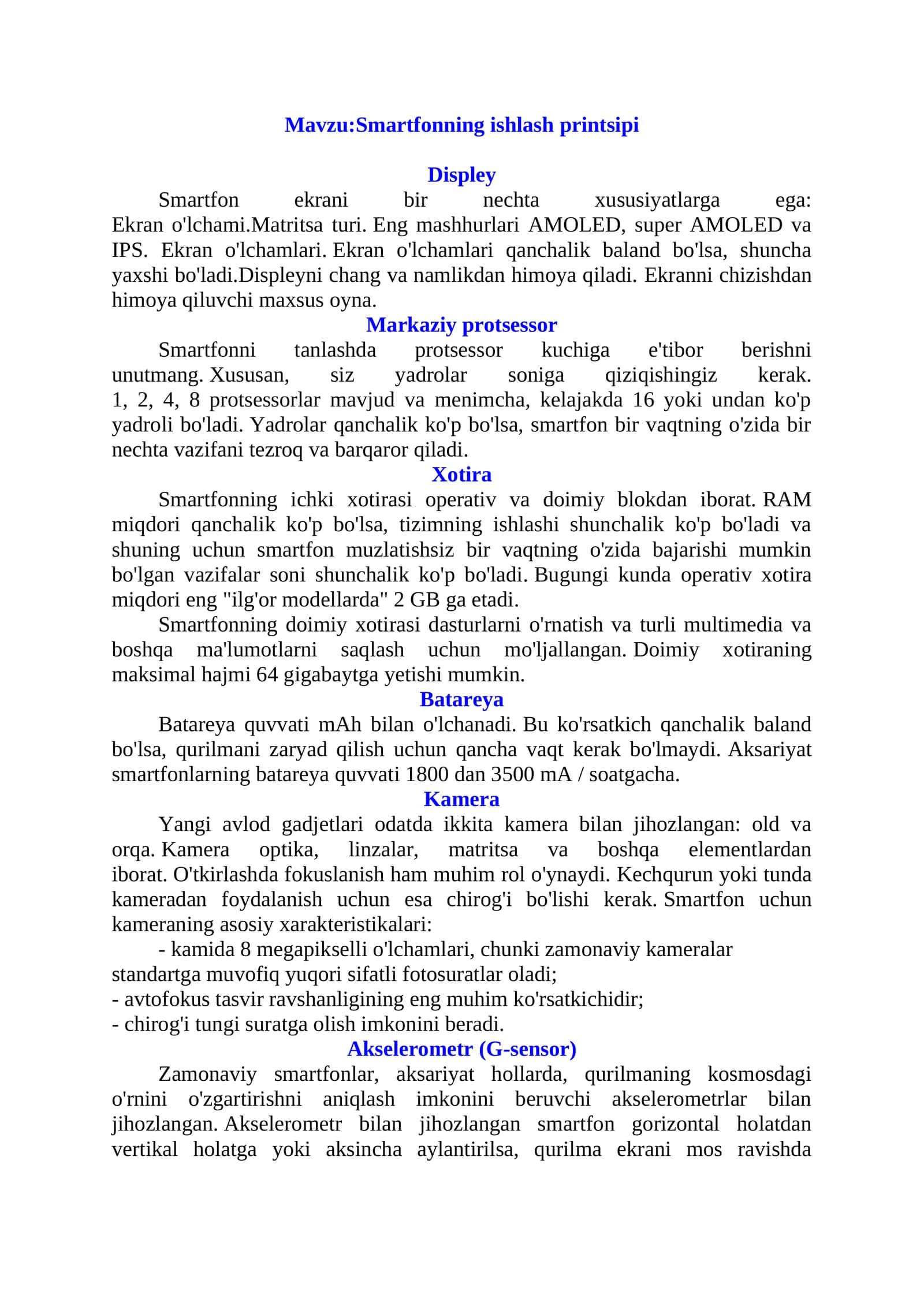Smartfonning ishlash printsipi 1